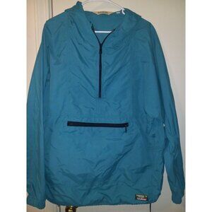 Vintage LL Bean Windbreaker Adult XL Teal Pullover Anorak Hooded Unisex 90s